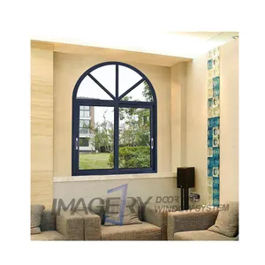 Doppio vetro temperato profilo a taglio termico finestra ad arco Design finestre a battente in alluminio finestra ad arco superiore a forma di arco