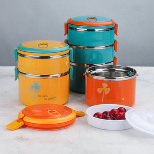 Fiambreras redondas de acero inoxidable Tiffin Bento para niños apilables Hongyuan - Product Image 2