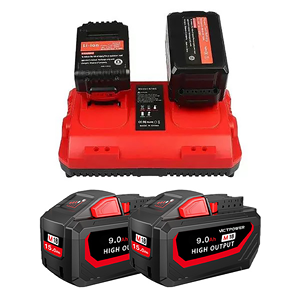 Batterie lithium-ion rechargeable VICTPOWER 18V 9Ah noire pour outils électriques - Product Image 2