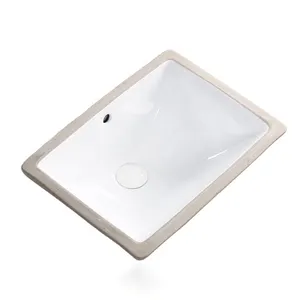 Lavabos de salle de bain en porcelaine blanche rectangulaire au design luxueux Lavabo à main sous le comptoir en céramique