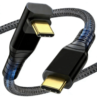 Cable USB-C 3.2 Macho-Hembra de 1.5m, Carga Rápida de 240W, 90 Grados, Transferencia de Datos 4K a 20Gbps, Trenzado de Nailon para Cámara, Computadora y Automóvil