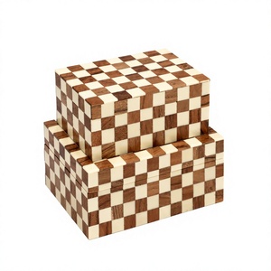 FAIZA CRAFT Black White Resin Inlaid Square Jali Design Modern Jewelry <b>Box</b> Elegant Handmade Storage for Rings <b>Earrings</b> Keepsakes - Product Image 1
