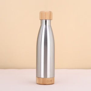 New 304 Stainless Steel Insulated Cup with <b>Bamboo</b> Cover and Bottom, Portable Outdoor Water Cup Customization - Product Image 5