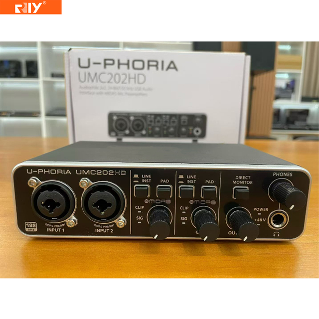 UMC202HD Top Quality Sound Card 2-In/2-Out USB 2.0 Audio Interface with Dual XLR  Audio Controller Indoor Studio Music Equipment
