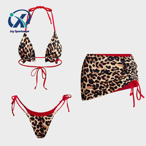 Nuovo Bikini Sexy leopardato stampato su misura tre pezzi costume da bagno da donna Bikini Set Bikini