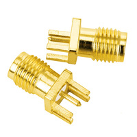 Adaptador de Conector RF de Cobre RP SMA SMA-KE/KWE/KHD, Hembra a Macho, para Montaje en PCB con Borde de Soldadura, Recto o en Ángulo Recto