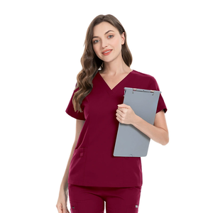 Unisex Nursing Scrubs Sets Fashionable Stretch Short Sleeve Multiple Pockets <b>Nurse</b> Uniform Hospital Beauty Salon Staff - Product Image 3