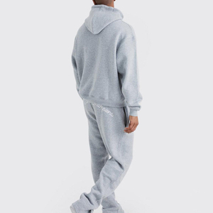 Conjunto de Sudadera con Capucha Gris para Hombre, Corte Holgado, Felpa, Chándal Informal con Bolsillo, Ropa de Otoño - Product Image 5