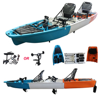 Kayak modulaire pliable 3 sections portable, tandem, à propulsion par pagaie, en HDPE, facile à ranger, vente en gros, OEM, 2 personnes