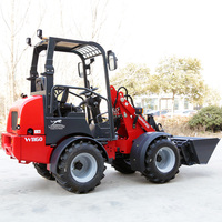 Minicargadora con motor diésel al por mayor, cargadora delantera articulada Euro 5 Kubota, cargadora de 4 ruedas W810 con accesorios