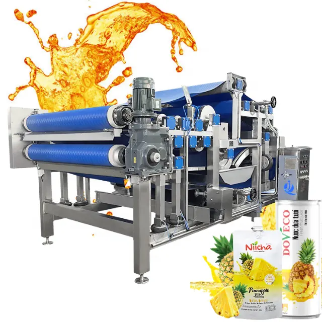 Máquina de suco de abacaxi de aço inoxidável sus304, totalmente automática, processo de suco de frutas