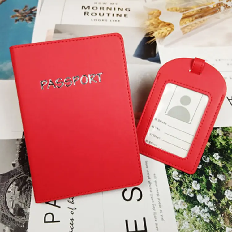 Оптовая продажа из Китая, Обложка для паспорта из искусственной кожи и бирка для багажа, индивидуальный комплект обложки для паспорта в английском стиле, подвески для обложки на паспорт