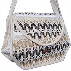 LOWELL CRAFT Women's Bohemian Style Summer Beach Tote Bag with Zipper Closure Zigzag Pattern Embroidery Cotton Lining - Product Image 1