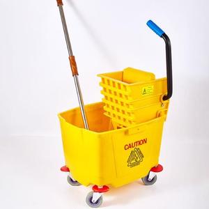 Carrito de limpieza plegable con doble cubo y escurridor para hospitales y aeropuertos, hecho de plástico duradero - Product Image 2