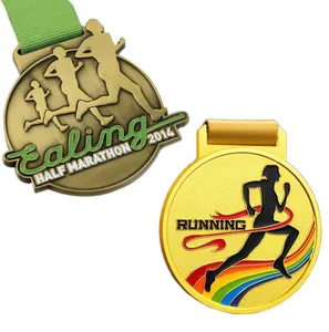 Progetta il tuo Logo sportivo in metallo maratona da corsa Finisher in lega di zinco Design personalizzato medaglia calcio 5K Sport da corsa personalizzati