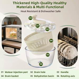 Manual Plastic 4.5L Capacity Dishwasher Safe <b>Salad</b> <b>Tools</b>-Fruit and Vegetable <b>Salad</b> Mixer Spinner for Kitchenware - Product Image 3