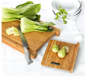 Tagliere in Bambù Naturale BSCI con Bilancia da Cucina Integrata, Capacità 5KG, Prezzo di Fabbrica - Product Image 1