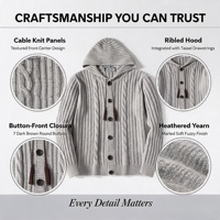 Herren Vintage-Muster Strickpullover Herbst Winter Kapuzen-Cardigan Gerippte Langarm Freizeitjacke ODM 100%