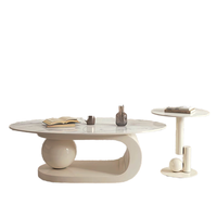 2025 Creative Crème Style Italien Minimaliste Rock Plaque Table À Thé Petite Table Basse Ovale En Métal pour Appartement Salon