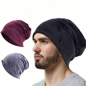 Unisex Baggy Velvet Slouch Beanie <b>Hat</b> 3D Embroidery Image Style Soft Cozy Winter Fall Gift - Product Image 1