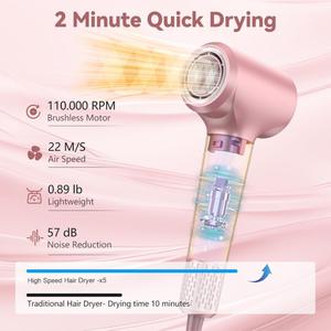 Secador de Pelo Iónico de Alta Velocidad de 110000 RPM, Secador Profesional de Secado Rápido con Motor BLDC, Temperatura Constante para el Hogar y Viajes - Product Image 5