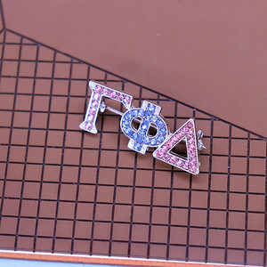 Personalizar joyería de hermandad 1943 bebé rosa y azul cristal mariposa letras griegas Gamma Phi Delta broche de moda - Product Image 5