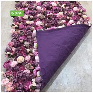 GNW Hot Sale Künstliche Seide Rose Wand Hochzeit Dekoration künstliche Blume Hintergrund Ereignis Art 5d Blumen wand