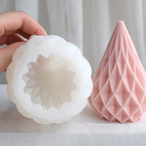 Moule en silicone conique en gros pour bougies, motif géométrique en maille, pour décoration intérieure, moule à bougies parfumées - Product Image 3