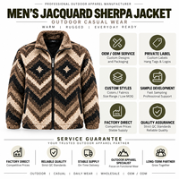 Veste d'hiver en polaire sherpa jacquard vintage pour homme, fermeture éclair intégrale, manteau décontracté d'extérieur, fabrication sur mesure, OEM ODM, fabricant fournisseur B2B