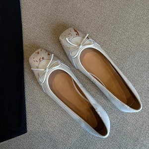 White Square Toe Ballet Flats <b>With</b> <b>Bow</b> Decoration Animal Print Genuine Leather Slip-On Flat <b>Shoes</b> All Seasons Women's - Product Image 4