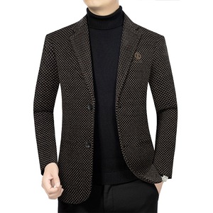 Vente en gros de <span class=keywords><strong>blazer</strong></span> à boutonnage simple coupe ajustée classique pour hommes <span class=keywords><strong>veste</strong></span> de costumes d'affaires de printemps décontractée - Product Image 4