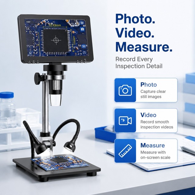 7inch ISP Monitor 16M Full HD 1200x Digital Microscope Wireless Remote Control External Display Supported for Industrial PCB