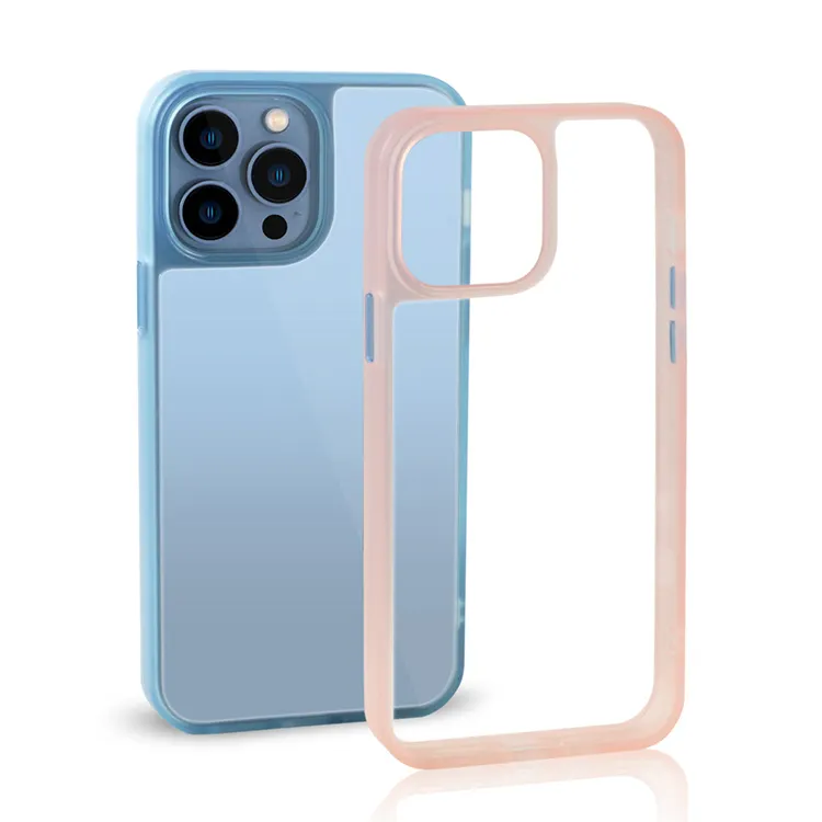 Unique Diamond Grade Transparent Cell Phone Case Clashing Color Buttons Thickened Design Clear Phone Cover for iPhone 14 Pro Max