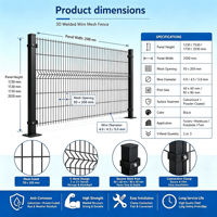 Clôture en panneaux soudés 3D durables, clôture en métal galvanisé à chaud avec revêtement en PVC, longue durée de vie