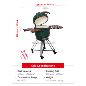 Parrilla Kamado SEB de 18 Pulgadas, Parrilla de Carbón Cerámica Estilo Kamado, <span class=keywords><strong>Asador</strong></span> Komodo con Soporte para Patio - Product Image 2