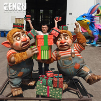 Statue de troll de Noël en fibre de verre personnalisée, gnome nordique géant, figurine porte-cadeau, décoration de vacances résistante aux intempéries pour l'extérieur