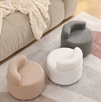 Pouf rond moderne pouf avec dossier en bois macaron couleur laine d'agneau mini chaise empilable pour salon pour villas