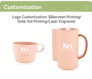 Modern <b>Plastic</b> Drink Cup <b>Set</b> 1 Plus 4Cups Picnic Use Dishwasher Safe 27Oz/800Ml Water Pitcher Reusable Stackable - Product Image 2