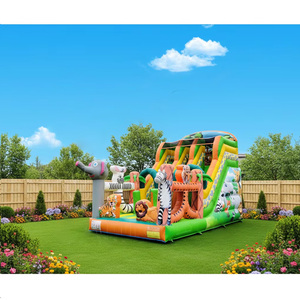 Castillo Inflable de PVC Grande y Resistente con <span class=keywords><strong>Tobogán</strong></span> de Animales del Zoológico para Uso Comercial y de Alquiler en Fiestas Infantiles en Interiores/Exteriores - Product Image 1