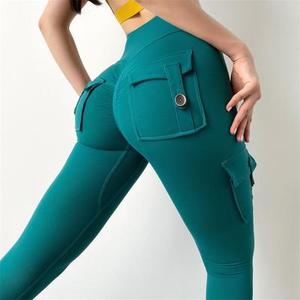 Pantaloni Cargo stile militare Legging Pocket Patchwork vita alta Cross <span class=keywords><strong>Fitness</strong></span> Running Leggings pantaloni da allenamento femminili - Product Image 3