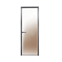 Porte intérieure en verre dépoli pour salle de bain, toilettes, chambre, hôtel, cuisine, porte battante latérale en aluminium