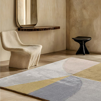 Tapis MAMATI faits main antidérapants à motif géométrique en mélange de laine lavable épaisseur 10 mm pour salon et maison