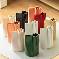 Vase en céramique émaillée colorée style crème française, bouche à pétales froissés, pot en porcelaine pour fleurs séchées hydroponiques, décoration créative pour la maison
