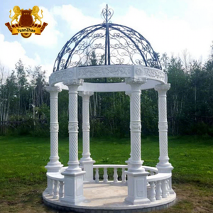 Gazebo rond en marbre élégant de décoration de jardin extérieur de luxe avec toit en fer pavillon bois pierre cadre pergola arc tonnelle vente - Product Image 1