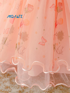 Robe de bal formelle en coton <span class=keywords><strong>rose</strong></span> à col rond pour bébé fille, style boutique florale, longueur genou, pour anniversaire et mariage, été - Product Image 5