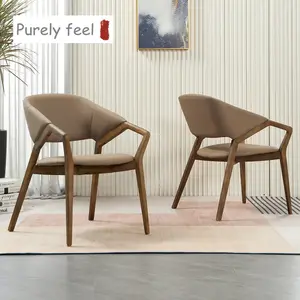 PurelyFeel итальянский минималистичный пепепельный обеденный стул из массива дерева скандинавский стул с подлокотником