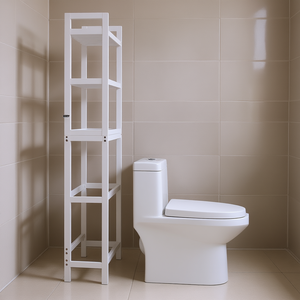 Étagère de rangement à 3 niveaux pour salle de bain, en bois blanc, autoportante, gain de place - Product Image 2