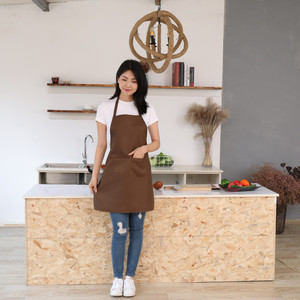 卸売ピンクポリエステルTillキッチンエプロンカスタム刺繍ロゴエプロンフルレングスビブエプロン - Product Image 5