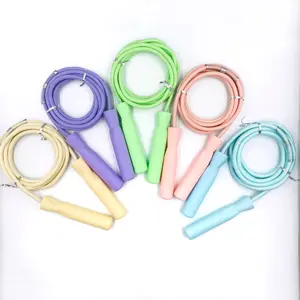 2.8m solid color adjustable cord length wholesale bearing skipping rope thick Cotton jump rope