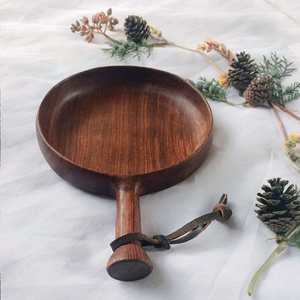 Black Walnut Wood <b>Tray</b> With Handle Natural Solid Wood Handmade Retro Style <b>Snack</b> Dessert Plate Wall Mountable - Product Image 3